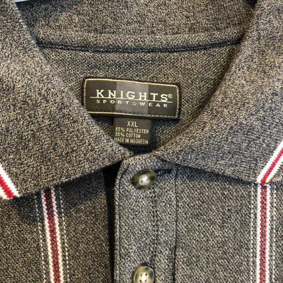Knights Sportswear XXL SS Polo Gray Striped - Picture 3 of 6